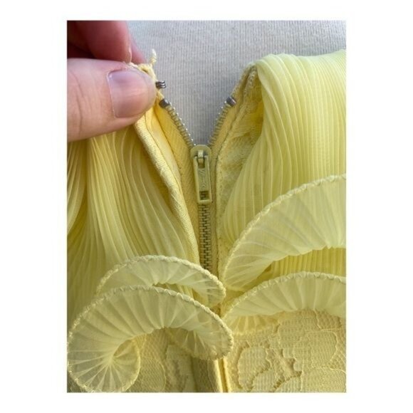 1950s Prom Dress Formal Sunny Yellow Evening Wedding Lace Bow Maxi Cupcake Sz S - Picture 11 of 16